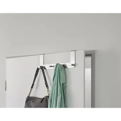 APPENDIABITI DA PORTA CON 4 GANCI 27X11.5CM SILVER PER ASCIUGAMANI VESTITI 87785