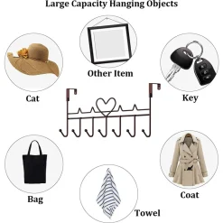 APPENDIABITI DA PORTA FORMA CUORE GANCI PER CAPPOTTI ASCIUGAMANI BORSE ORGANIZZATORE CASA