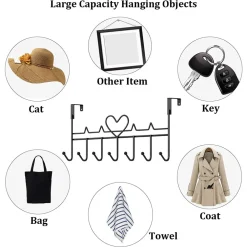 APPENDIABITI DA PORTA FORMA CUORE GANCI PER CAPPOTTI ASCIUGAMANI BORSE ORGANIZZATORE CASA