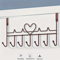 APPENDIABITI DA PORTA FORMA CUORE GANCI PER CAPPOTTI ASCIUGAMANI BORSE ORGANIZZATORE CASA