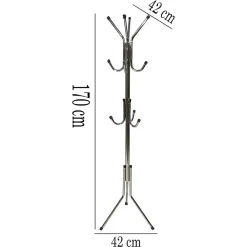 APPENDIABITI DA TERRA 170 CM ATTACCAPANNI 11 GANCI CROMATO PIANTANA APPENDI ABITI