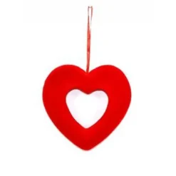 APPENDINO A FORMA DI CUORE VELLUTO ROSSO 19CM IDEA REGALO SAN VALENTINO HJ-KQ20