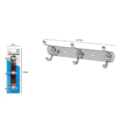 APPENDINO APPENDI PORTA ASCIUGAMANI CON 3 GANCI DOPPIO BAGNO DIAMANTE 52173