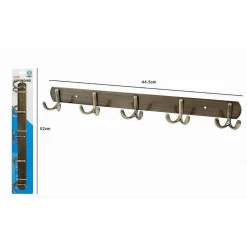 APPENDINO APPENDI PORTA ASCIUGAMANI A 5 GANCI DOPPIO BRONZO BAGNO CONIGLIO 52915