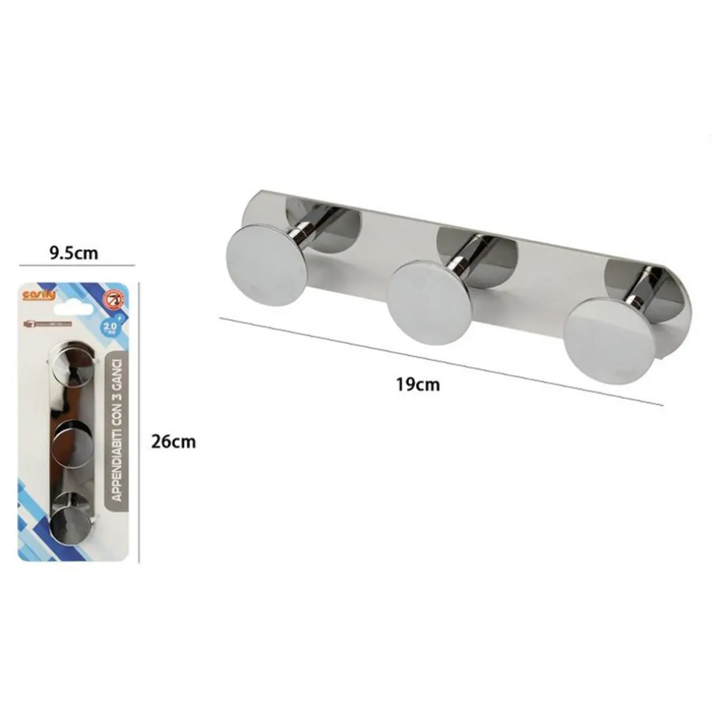 APPENDINO CON 3 GANCI APPENDI PORTA ASCIUGAMANO A 3 POSTI BAGNO CASA CROMATO 59762