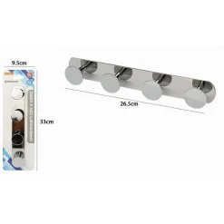APPENDINO CON 4 GANCI APPENDI PORTA ASCIUGAMANO 4 POSTI BAGNO CASA CROMATO 59763