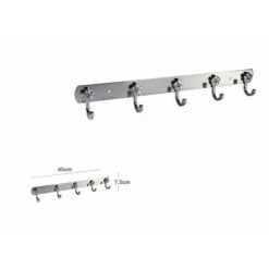 APPENDINO CON 5 GANCI FIORI PARETE MULTIUSO ACCIAIO VITI 45X7.5 CM 52674 APPENDI