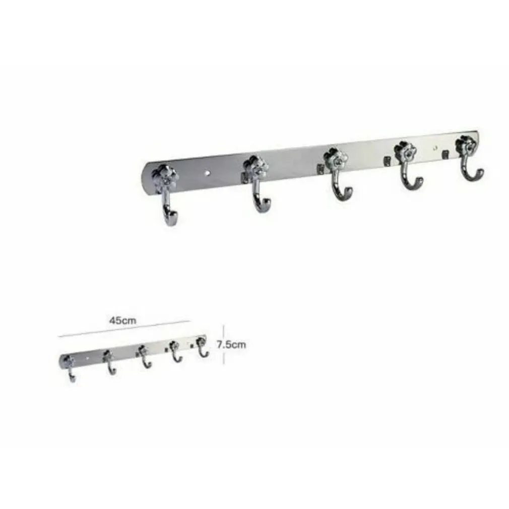 APPENDINO CON 5 GANCI FIORI PARETE MULTIUSO ACCIAIO VITI 45X7.5 CM 52674 APPENDI