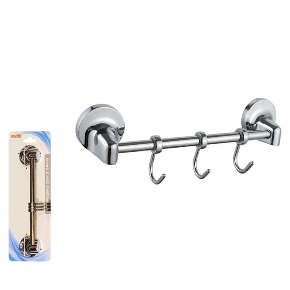 APPENDINO CON 3 GANCI PER ACCAPPATOIO ASCIUGAMANI DA MURO ACCESSORI BAGNO 79810
