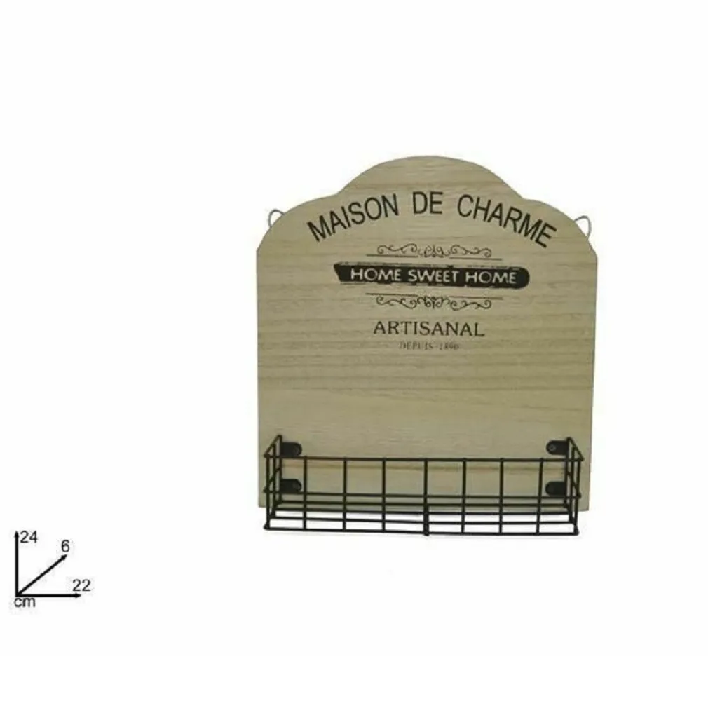 APPENDINO DA PARETE CON MENSOLA IN LEGNO METALLO DECORAZIONE CASA 24 X 22 X 6 CM
