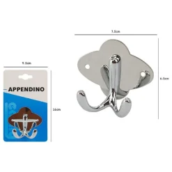 APPENDINO DOPPIO GANCIO APPENDI PORTA ASCIUGAMANO BAGNO 7.5X6.5CM CONIGLIO 52175