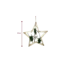 APPENDINO FORMA STELLA IN LEGNO CON RAMI E PALLINE 42CM BIANCO DECORO NATALIZIO