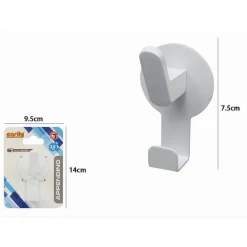 APPENDINO GANCIO 2 POSTI PORTA ASCIUGAMANO BAGNO CASA CUCINA BIANCO 7.5CM 59740