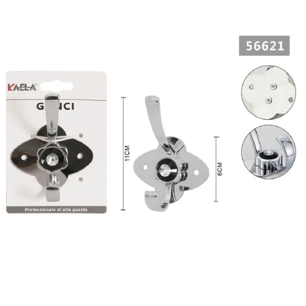 APPENDINO GANCIO APPENDI ABITI ASCIUGAMANO 1 POSTO FIORE DIAMANTE 11X6 CM 56621