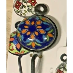 APPENDINO GANCIO PARETE APPENDIABITI METALLO CERAMICA DECORI ASS. 13X4CM 749346