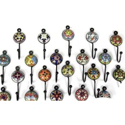 APPENDINO GANCIO PARETE APPENDIABITI METALLO CERAMICA DECORI ASS. 13X4CM 749346