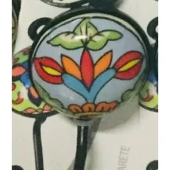 APPENDINO GANCIO PARETE APPENDIABITI METALLO CERAMICA DECORI ASS. 13X4CM 749346