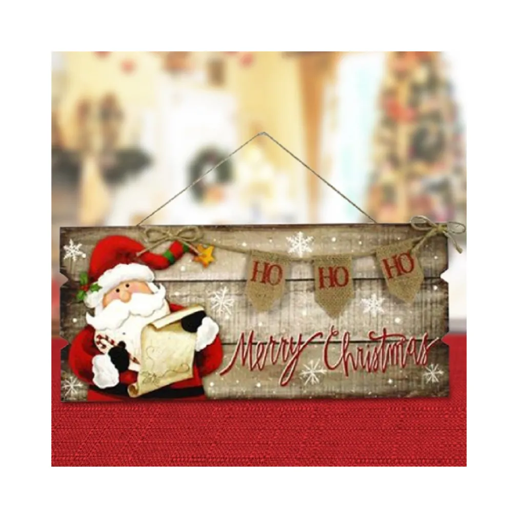 APPENDINO LEGNO CON BABBO NATALE SCRITTA JUTA 2 MODELLI DECORAZIONI NATALIZIE