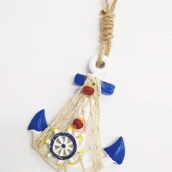 APPENDINO PARETE ANCORA BLU BIANCO SHABBY STILE MARINO SEGNAPOSTO BOMBONIERA