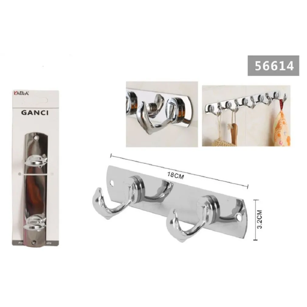 APPENDINO PORTA ASCIUGAMANI A 2 GANCI FORMA DELFINO PARETE BAGNO 18X3.2CM 56614