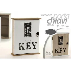APPENDINO PORTA CHIAVI KEY PARETE CON GANCI LEGNO 20X25X26CM DECORI ASS. 762314