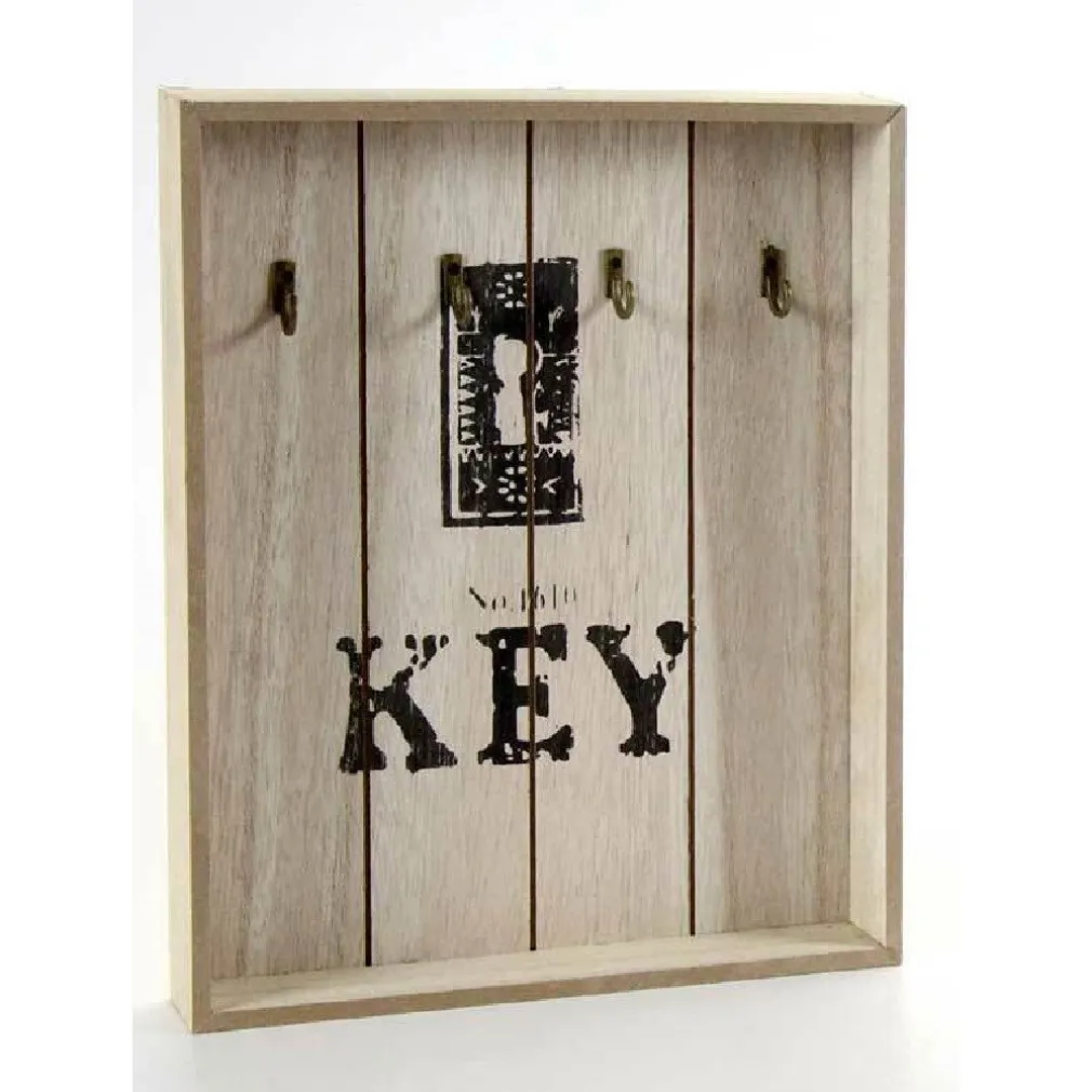 APPENDINO PORTA CHIAVI PARETE KEY CON GANCI IN LEGNO 24X4X30CM DECORI ASS 762338