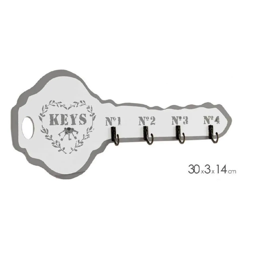 APPENDINO PORTACHIAVI LEGNO DA PARETE 30X3X14CM DECORO CHIAVE SHABBY CHIC 765902