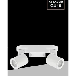 APPLIQUE 2 DIFFUSORI ORIENTABILE SOFFITTO PARETE LAMPADA GU10 BIANCO NERO TH8802
