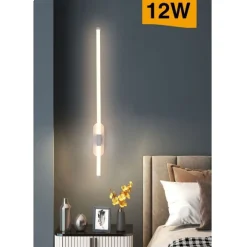 APPLIQUE A LED 12 WATT TUBO LUNGO BIANCO MODERNO LUCE FREDDA CALDA NATURALE E80