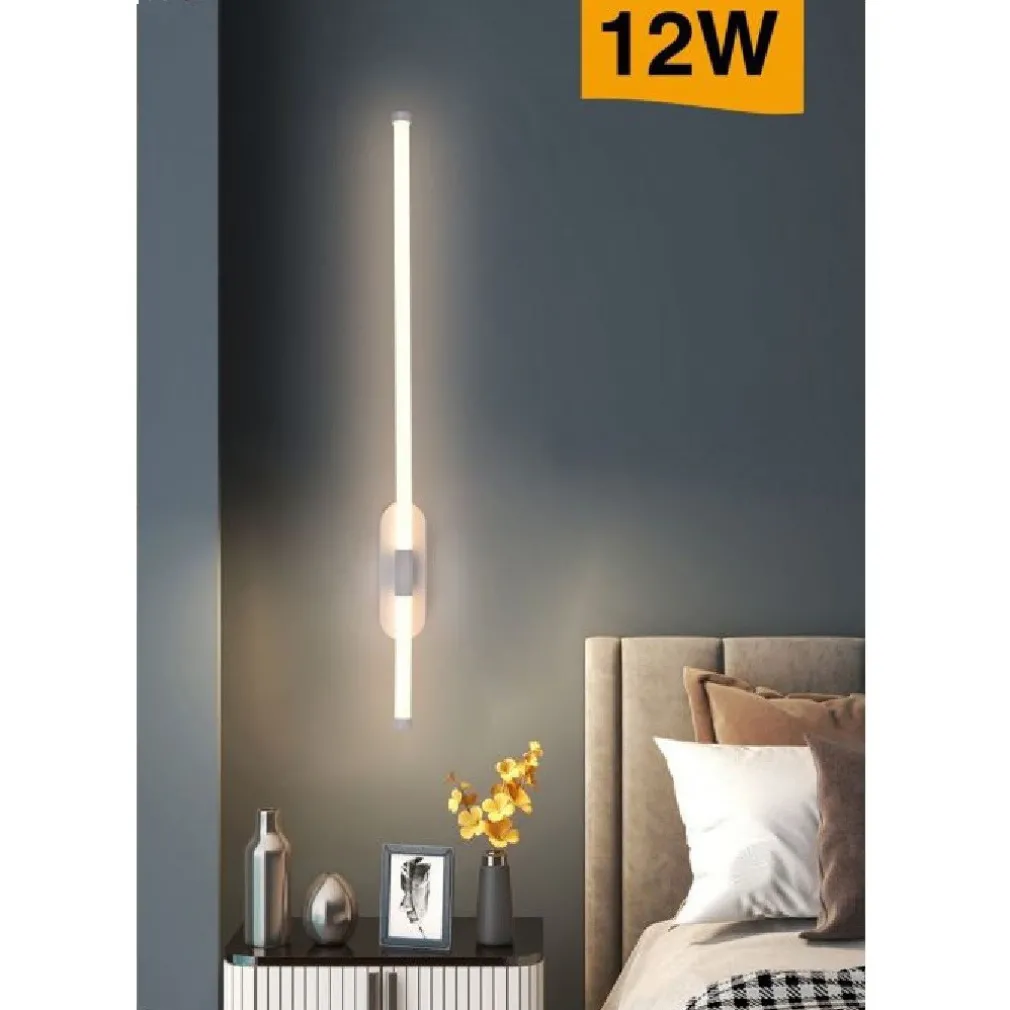 APPLIQUE A LED 12 WATT TUBO LUNGO BIANCO MODERNO LUCE FREDDA CALDA NATURALE E80