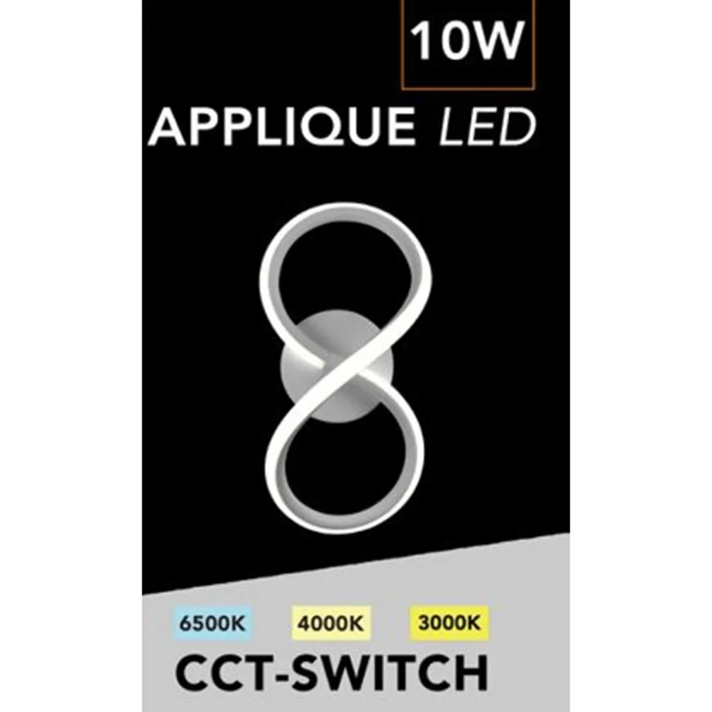 APPLIQUE A LED DA PARETE A FORMA DI INFINITO 10 W TECNOLOGIA CCT LAMPADA MURO AQ33-B3C