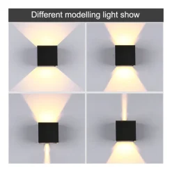 APPLIQUE A LED FARO CUBO FARETTO LAMPADA DA PARETE MURO 12W DOPPIA LUCE IP65