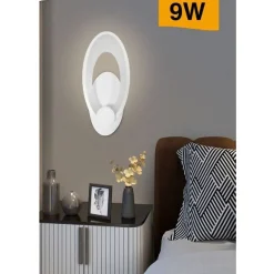 APPLIQUE A LED FORMA OVALE A PARETE 9 WATT BIANCA TRE COLORAZIONI DI LUCE E25-3C