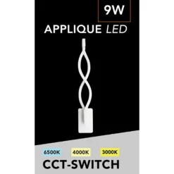 APPLIQUE A LED LAMPADA DA PARETE 9 WATT IP20 720LM CCT SWITCH 6500K-4000K-3000K E16-3C