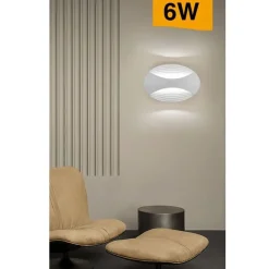APPLIQUE A MURO DOPPIA EMISSIONE 6W A LED LAMPADA OVALE 3 MODALITÀ LUCE AQ15-B3C