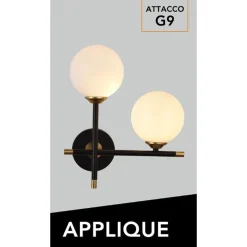 APPLIQUE A PARETE 2 SFERE ILLUMINAZIONE DECORATIVA CONTEMPORANEO CON 2 ATTACCHI G9 AQ59