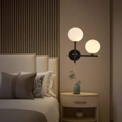 APPLIQUE A PARETE 2 SFERE ILLUMINAZIONE DECORATIVA CONTEMPORANEO CON 2 ATTACCHI G9 AQ59