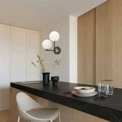 APPLIQUE A PARETE 2 SFERE ILLUMINAZIONE DECORATIVA CONTEMPORANEO CON 2 ATTACCHI G9 AQ59