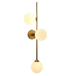 APPLIQUE A PARETE BRONZO METALLO CON 3 SFERE LAMPADA DA MURO MINAMALISTA ATTACCO G9 AQ57