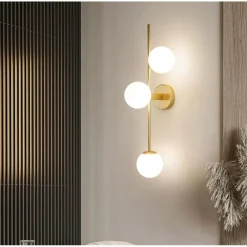 APPLIQUE A PARETE BRONZO METALLO CON 3 SFERE LAMPADA DA MURO MINAMALISTA ATTACCO G9 AQ57