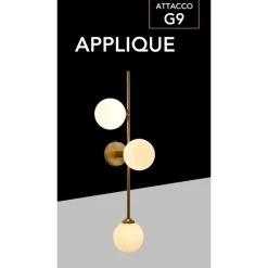 APPLIQUE A PARETE BRONZO METALLO CON 3 SFERE LAMPADA DA MURO MINAMALISTA ATTACCO G9 AQ57