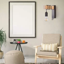 APPLIQUE A PARETE STILE INDUSTRIALE LAMPADA MURO RETRÒ VINTAGE IN METALLO LEGNO E27 AQ64