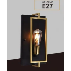APPLIQUE A PARETE STILE INDUSTRIALE LAMPADA MURO IN METALLO ATTACCO E27 NERO BRONZO AQ63