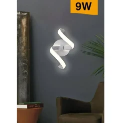 APPLIQUE A PARETE STILIZZATO 9 W SPIRALE BIANCA TRE COLORAZIONI DI LUCE E58-B3C