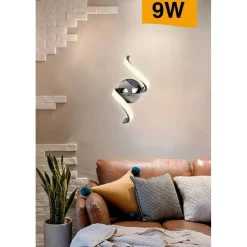 APPLIQUE A PARETE STILIZZATO 9 W SPIRALE ARGENTO TRE COLORAZIONI DI LUCE E58-A3C