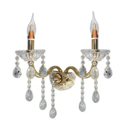 APPLIQUE CANDELABRO GOCCE PENDENTI CRISTALLO ACRILICO 2 BRACCI ATTACCO E14 E35