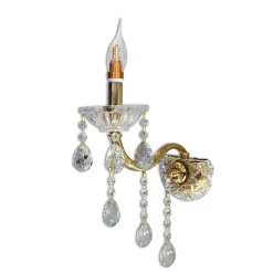 APPLIQUE DA MURO CANDELABRO GOCCE PENDENTI CRISTALLO ACRILICO ATTACCO E14 E34