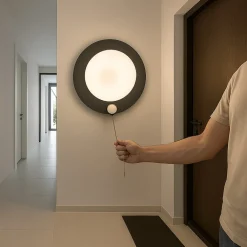 APPLIQUE DA MURO MODERNO TONDO 10W NERO ORO TECNOLOGIA CCT FREDDA CALDA NATURALE AQ20-3C