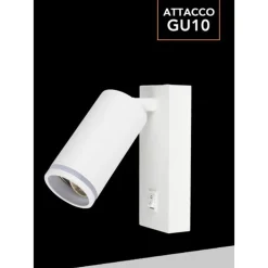 APPLIQUE DA MURO ORIENTABILE CON INTERRUTTORE ON/OFF CON ATTACCO GU10 IN ALLUMINIO MR-02
