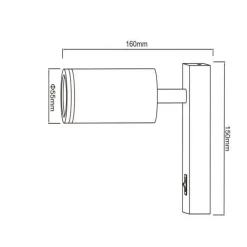 APPLIQUE DA MURO ORIENTABILE CON INTERRUTTORE ON/OFF CON ATTACCO GU10 IN ALLUMINIO MR-02